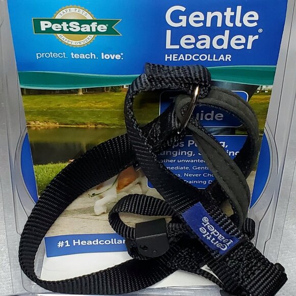 GENTLE LEADER~ Head Collar- Stop Pulling, Lunging, Jumping- MED- Black- With DVD - Picture 5 of 12